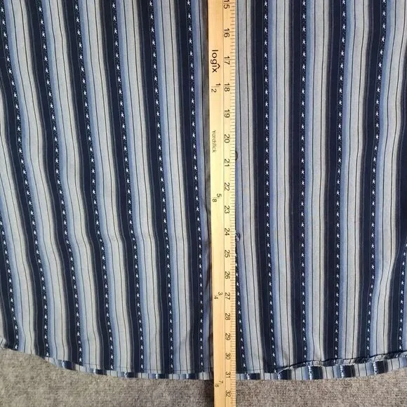 Luchiano Visconti Shirt XL Long Sleeve Button Up Blue Striped Flip Cuff Casual - Picture 8 of 11